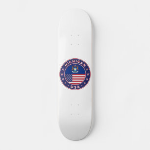 Michigan sticker, phone case, bag, clock skateboard