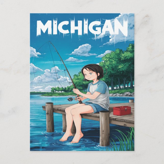 Michigan Summer Fishing Adventure Postcard (Front)