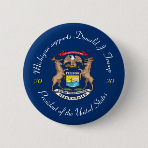 Michigan supports Donald J. Trump 2020 6 Cm Round Badge