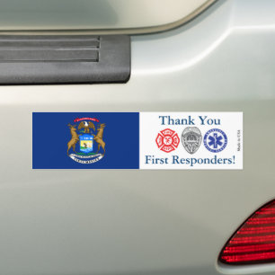 Michigan Thank You First Responders Bumper Sticker