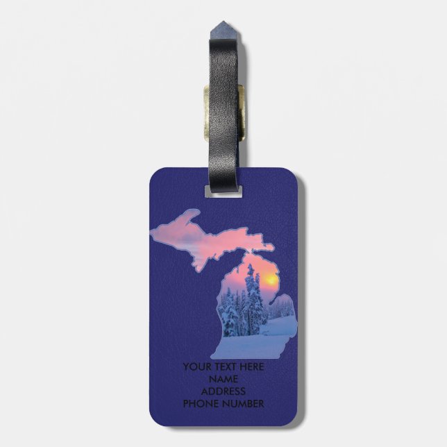 MICHIGAN THE GREAT LAKES STATE LUGGAGE TAG (Back Vertical)