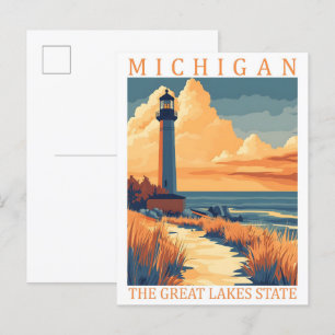 Michigan the Great Lakes State USA Travel Place Postcard