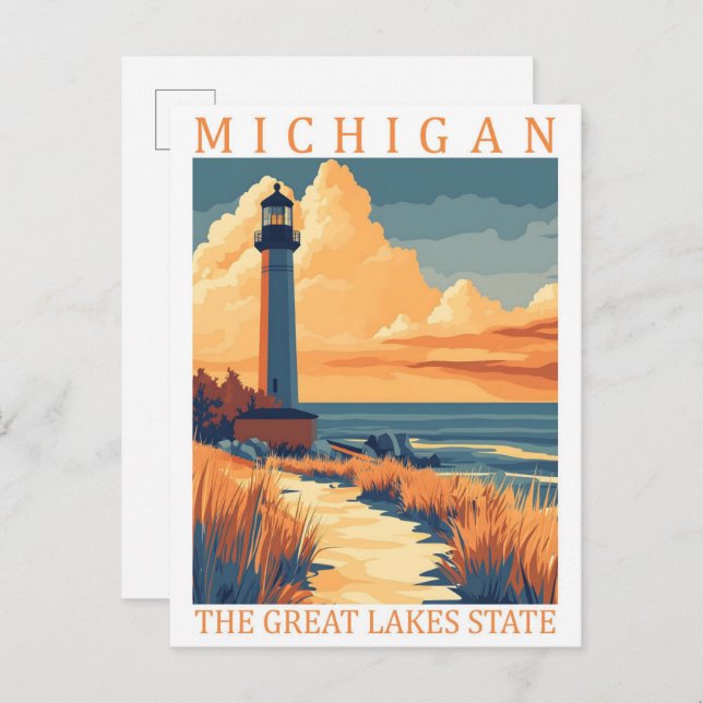 Michigan the Great Lakes State USA Travel Place Postcard (Front/Back)