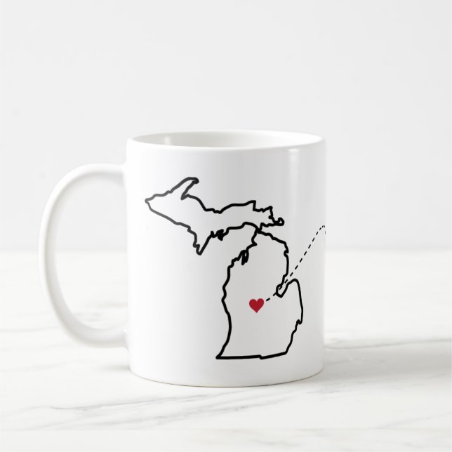 Michigan to Tennessee - Heart2Heart Coffee Mug (Left)