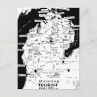 Michigan tourist Map Postcard
