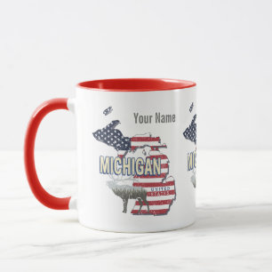Michigan United States Retro State Map Vintage USA Mug