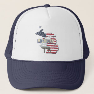 Michigan United States Retro State Map Vintage USA Trucker Hat