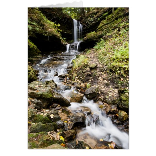 Michigan Upper Peninsula Waterfall In A-zazzlecard Card