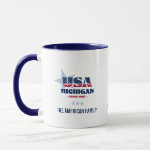 Michigan USA 1837 Blue Star Personalised Mug