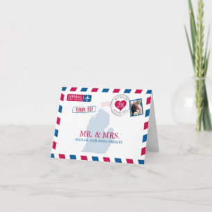 Michigan USA Airmail Wedding Thank You Card