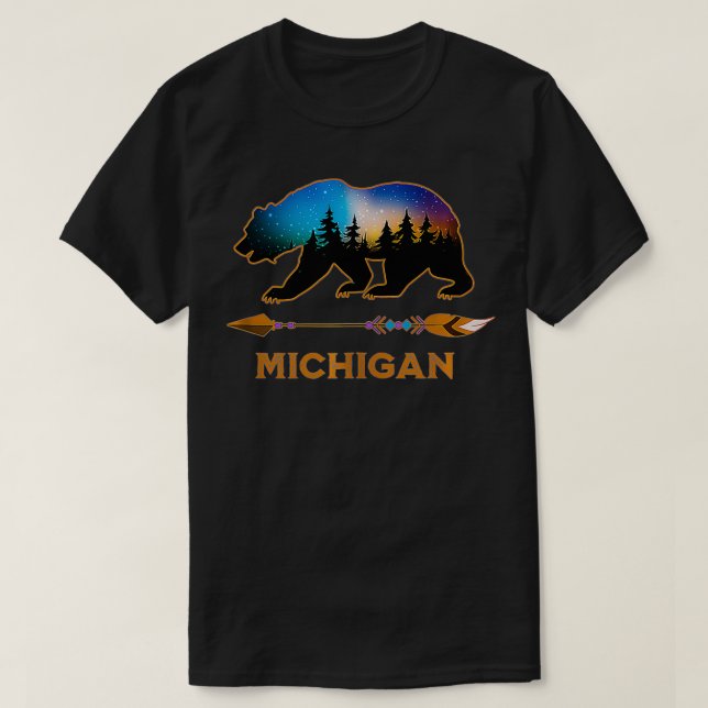 Michigan USA Black Bear Hiking Trails Vacation Sou T-Shirt (Design Front)