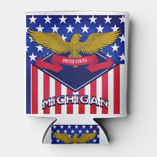 Michigan USA Flag Can Cooler (Front)