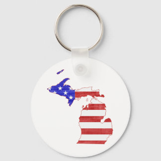 Michigan USA flag silhouette state map Key Ring