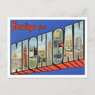 Michigan Vintage Big Letters Postcard
