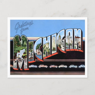 Michigan Vintage Big Letters Postcard