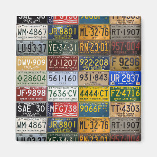 Michigan Vintage License Plates Collection Magnet