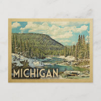Michigan Vintage Travel Snowy Winter Nature