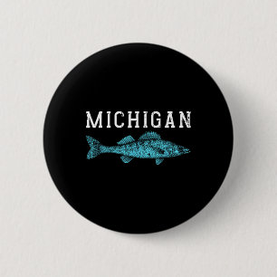 Michigan Walleye Fishing Fisherman Angler Midwest 6 Cm Round Badge