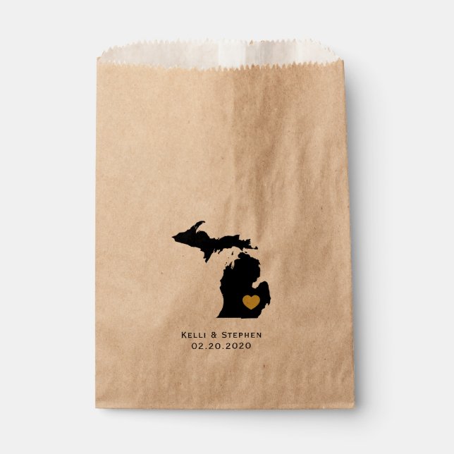 Michigan Wedding Favour Treat Sacks, Gift Bags (Front)