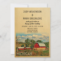 Michigan Wedding Invitation Farm Barn Rustic