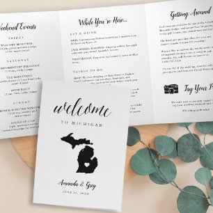 Michigan Wedding Welcome Letter & Itinerary Tri-Fold Programme