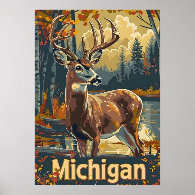 Michigan White-tailed deer Poster (Front)