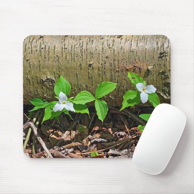 Michigan White Trilliums Mouse Mat (With Mouse)