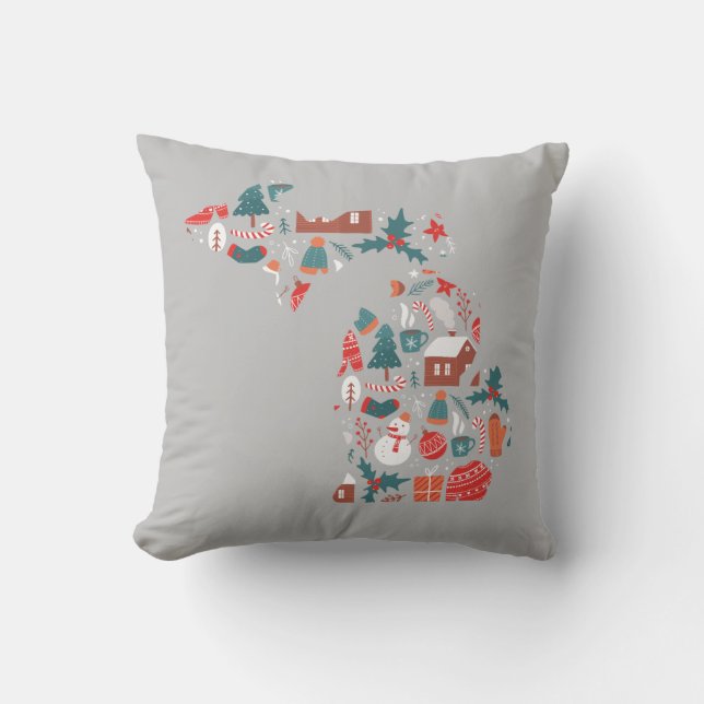 Michigan Winter - Christmas Throw Pillow! Cushion (Front)