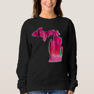 Michigan winter theme on this black sweatshirt