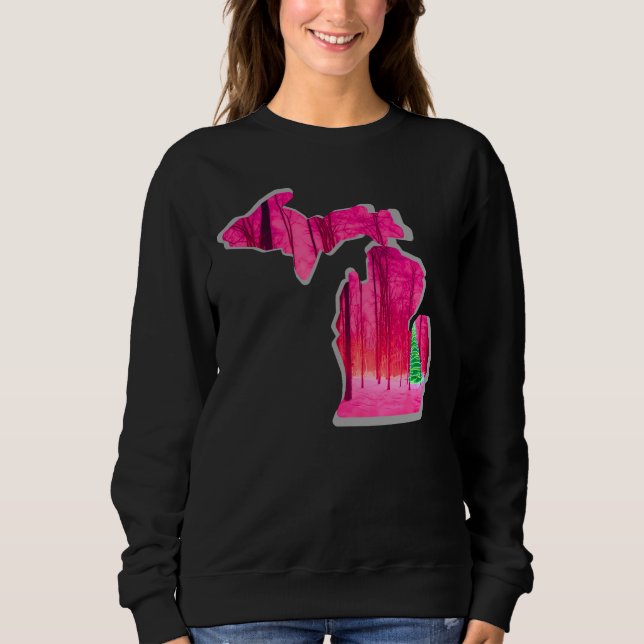 Michigan winter theme on this black sweatshirt (Front)