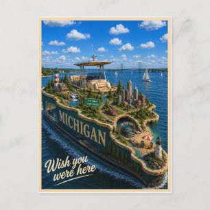 Michigan   Wish You Were Here   State Series Postcard