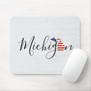 Michigan with Flag Graphic Mouse Mat