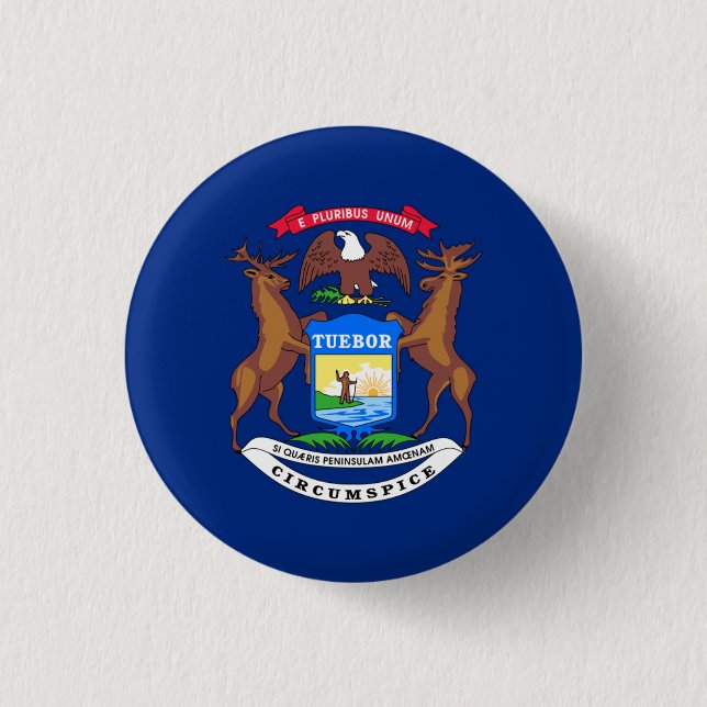 Michigander Flag, Flag of Michigan 3 Cm Round Badge (Front)