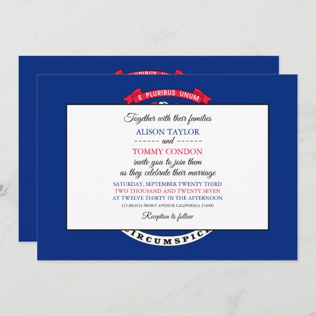 Michigander Flag, Flag of Michigan Wedding Invitation (Front/Back)