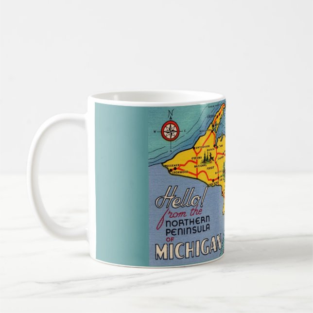 Michigan's Northern Peninsula Map  Coffee Mug (Left)