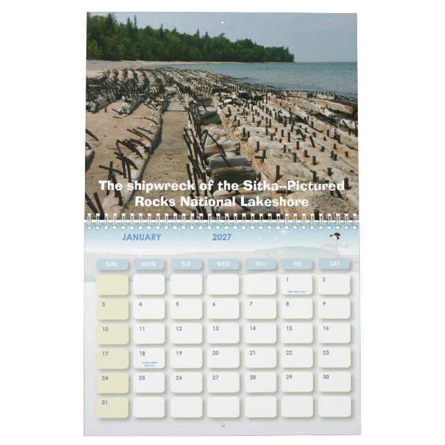 Michigan's Upper Peninsula.. Calendar (Jan 2027)