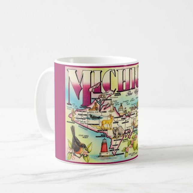 Michigan's Upper Peninsula Map Mug (Front Left)