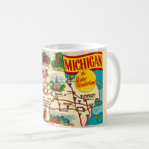 Michigan's Water Wonderland Map  Coffee Mug