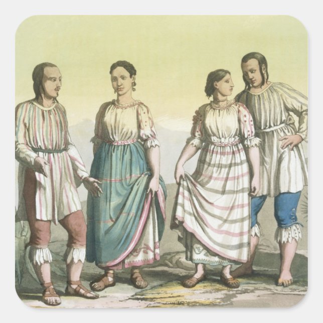 Michoacan Indians in Traditional Costume, Mexico ( Square Sticker (Front)