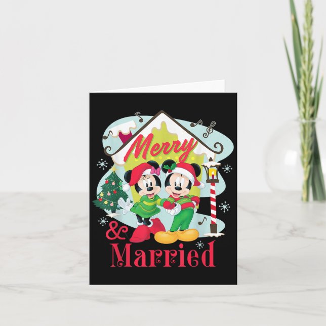 Mickey &amp; Minnie Merry &amp; Married Christmas  Card (Front)