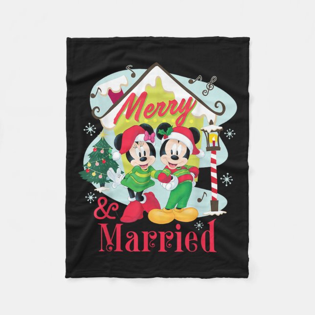 Mickey &amp; Minnie Merry &amp; Married Christmas  Fleece Blanket (Front)