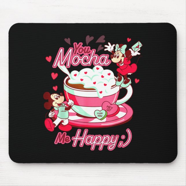 Mickey Amp Minnie Valentines Day You Mocha Me H  Mouse Mat (Front)