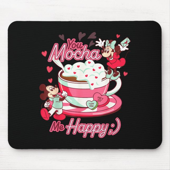 Mickey &amp; Minnie Valentine's Day You Mocha Me H Mouse Mat (Front)