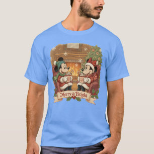 Mickey and Minnie Mouse Merry Bright Christmas vin T-Shirt
