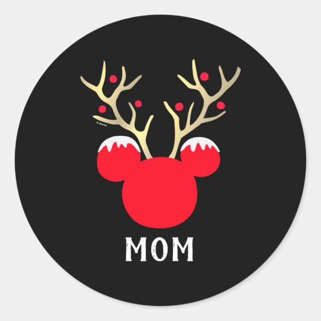 Mickey Family Christmas Mom  Classic Round Sticker (Front)