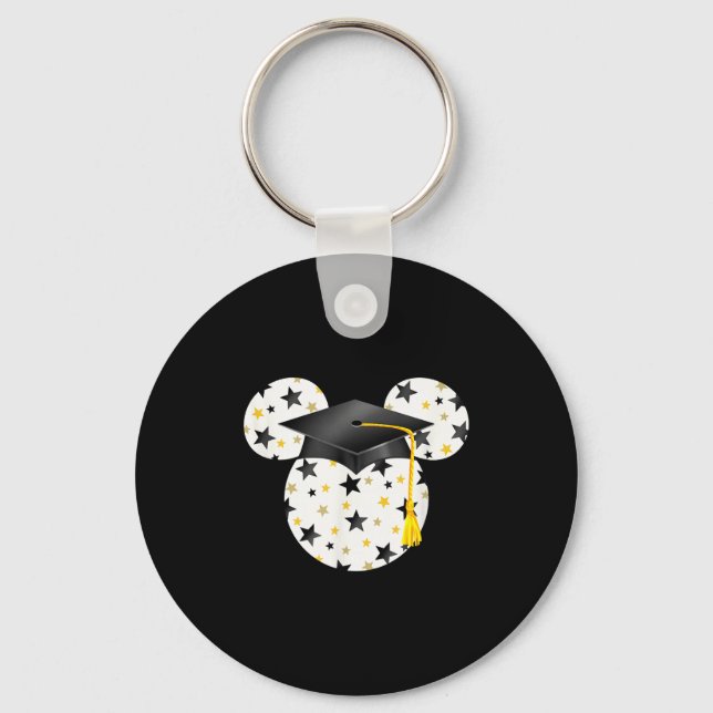 Mickey head graduation hat star fill  key ring (Front)