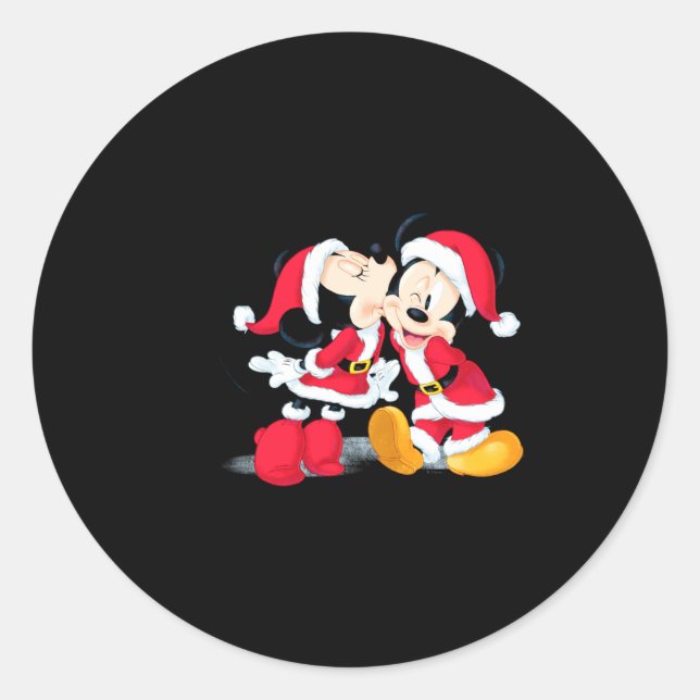 Mickey Minnie Jingle Bell Fun  Classic Round Sticker (Front)