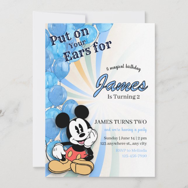 Mickey Mouse Carnival Birthday Invitation (Front)