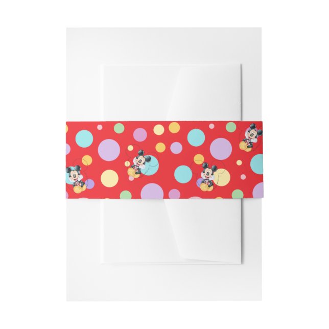 Mickey Mouse Polka Dot  red Baby Shower Invitation Belly Band (Front Example)