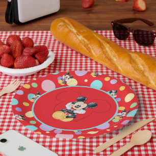 Mickey Mouse Polka Dot  red Baby Shower Paper Plate
